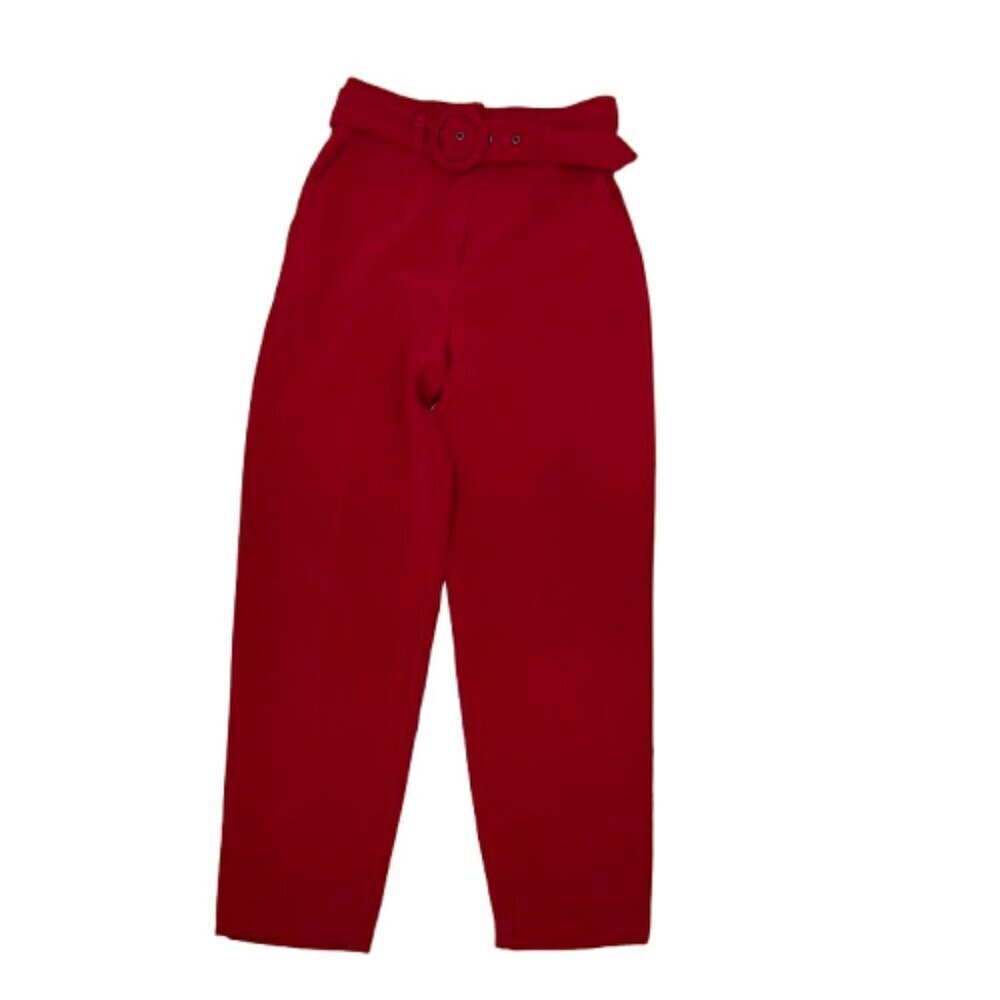 TOPSHOP Red Belted Trousers Pants Size 4